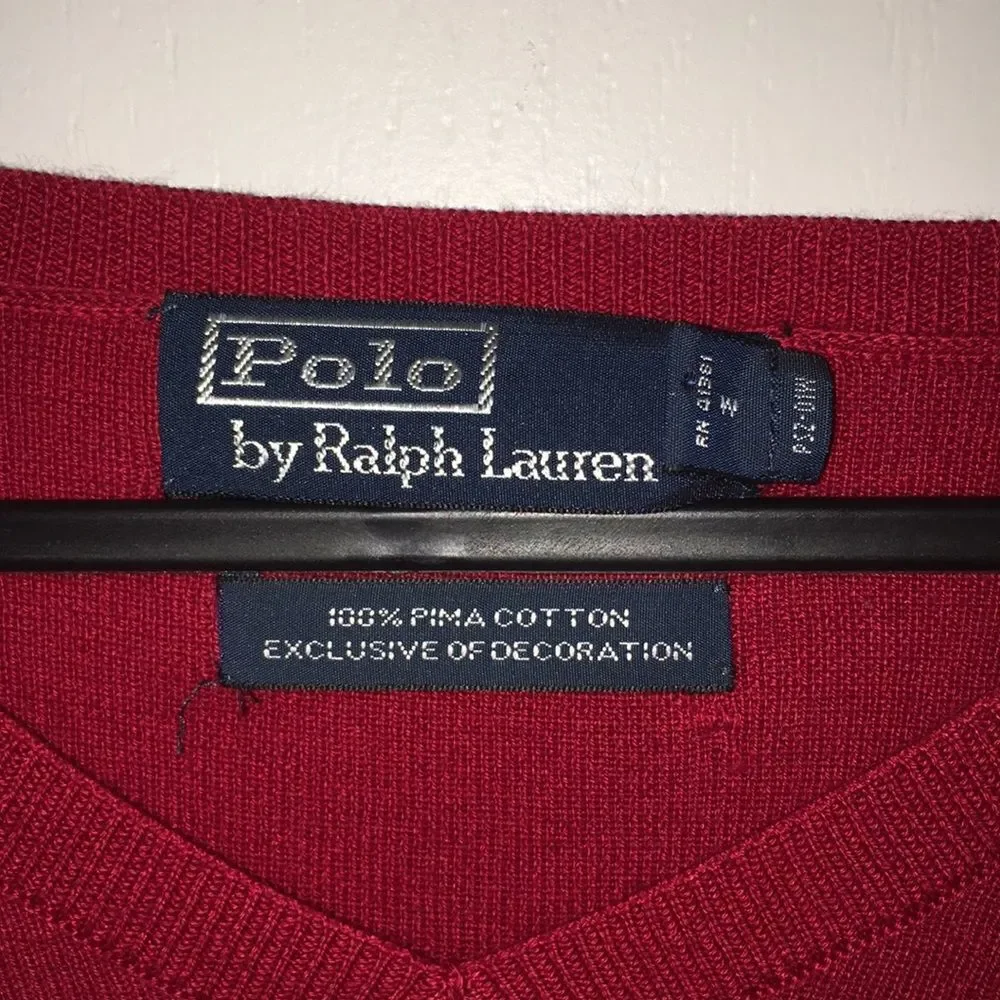 Polo Ralph Lauren Sunday Red Cotton V neck sweater